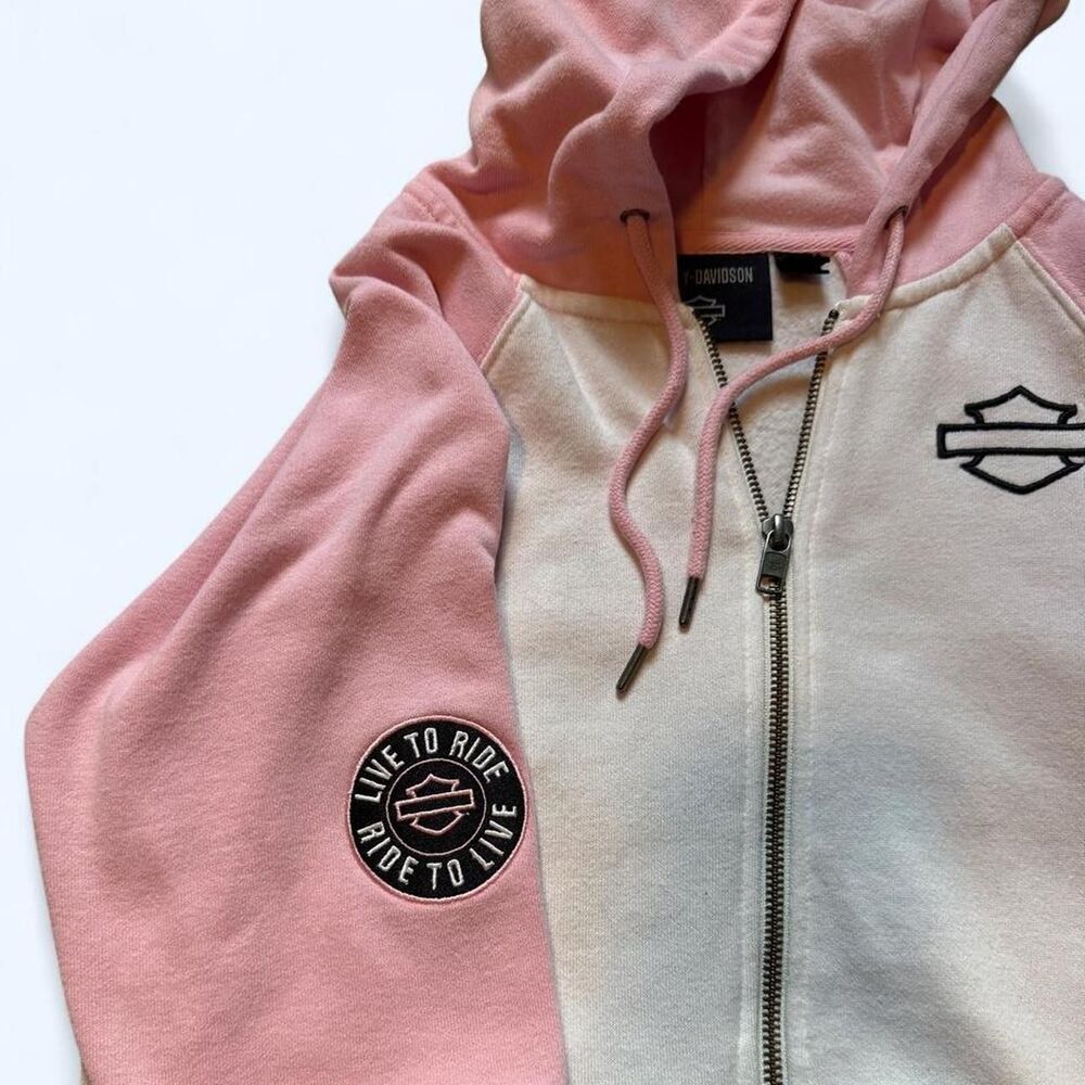 Harley Davidson Women's Pink Zip Up Hoodie - Picture 6 of 7